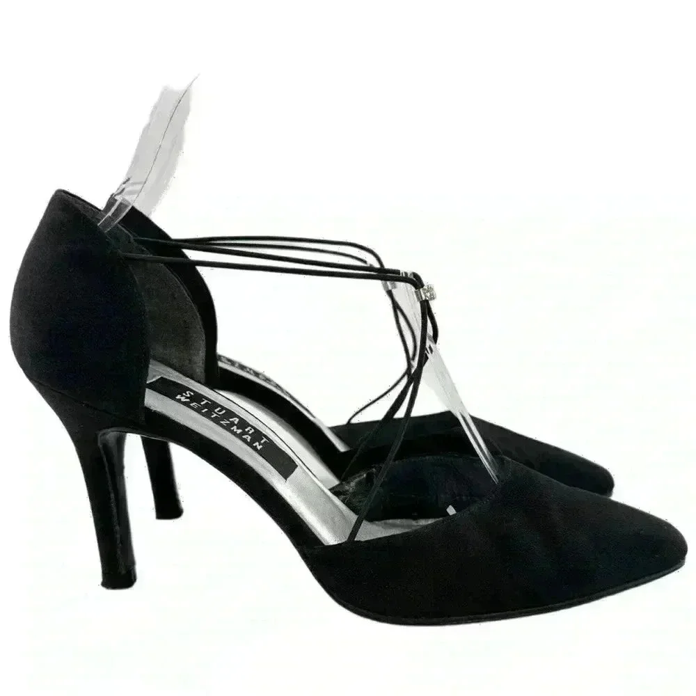 Stuart Weitzman heels 7 black gem mother of the bride formal party holiday